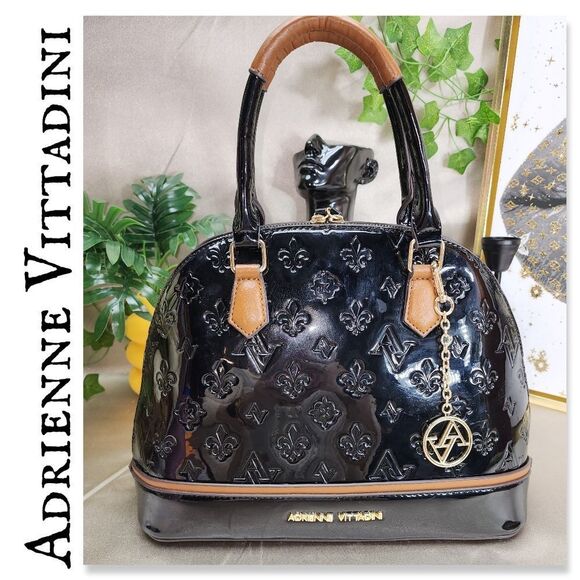 EUC Adrienne Vittadini Patent Embossed Dome Bag - Picture 1 of 15
